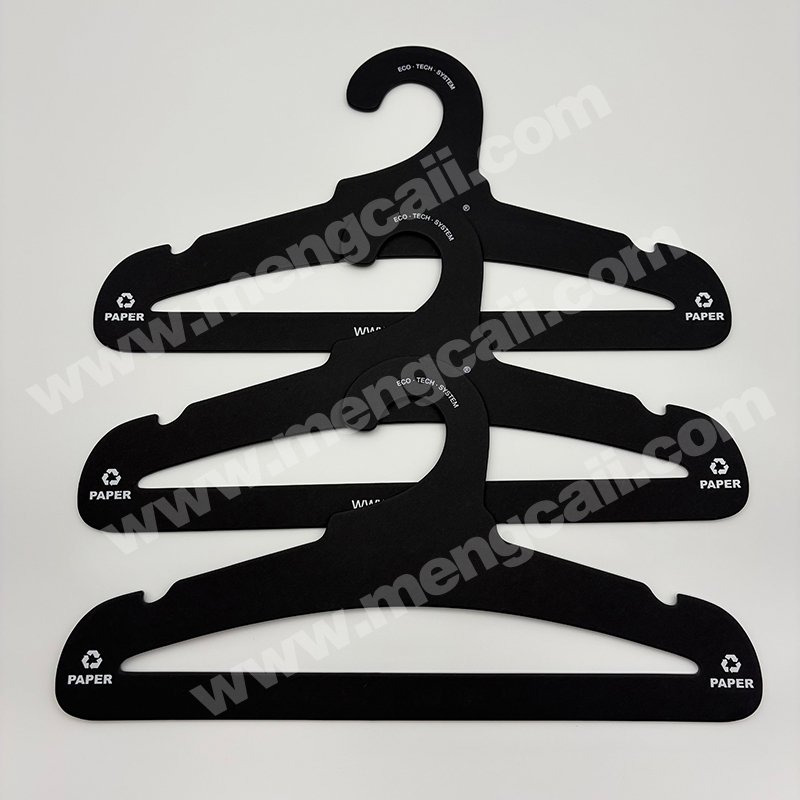 Minimalist All-Black Paper Hangers | Eco-Friendly Retail Display for Boutique Clothing Stores