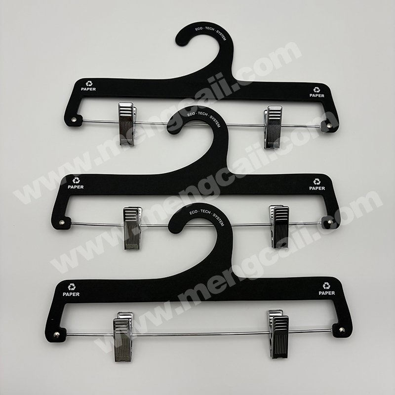 Minimalist All-Black Paper Hangers | Eco-Friendly Retail Display for Boutique Clothing Stores